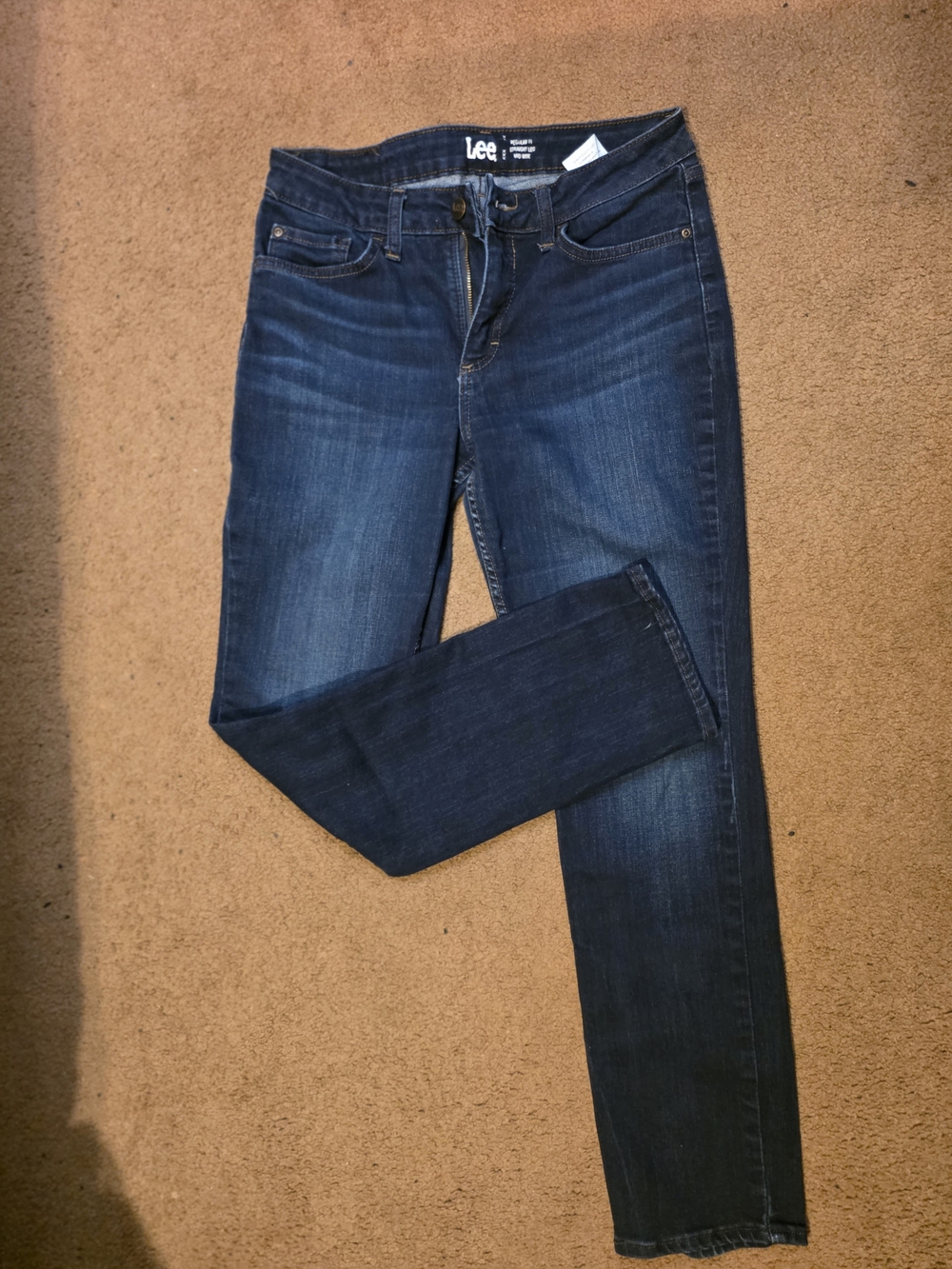 Lee Women's Straight Leg Jeans in Dark‎ Blue Denim